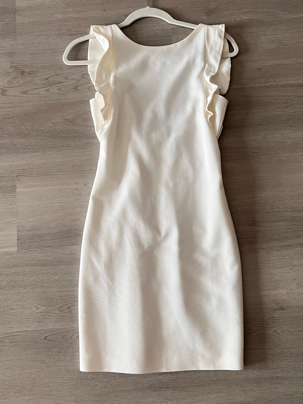 Zara Cream Ruffle-Trim Midi Dress